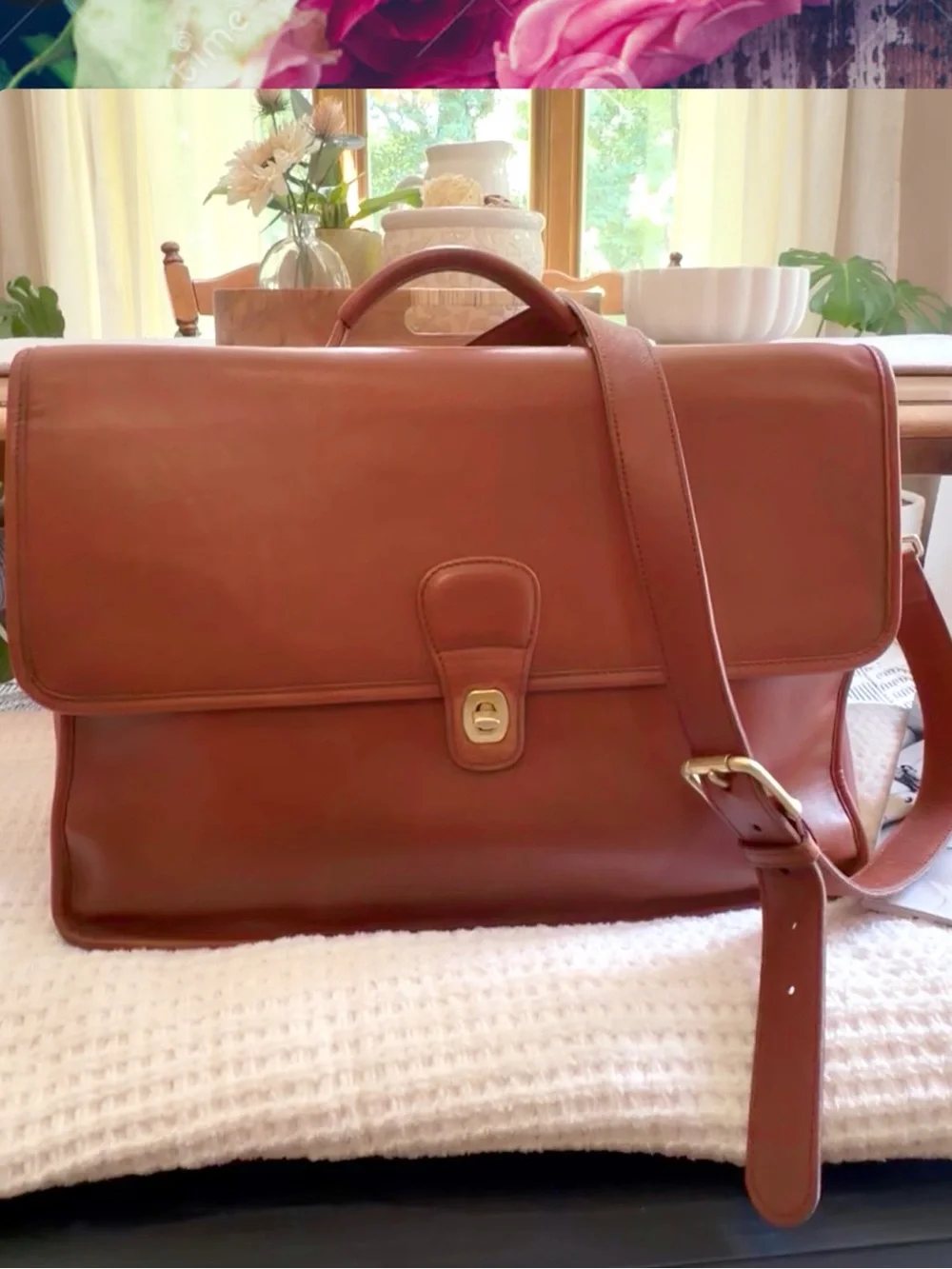 VINTAGE COACH BRITISH TAN MULTI-COMPARTMENT BRIEF / BRIEFCASE MESSENGER BAG 0542
